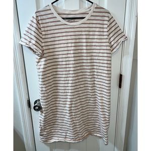 Universal Thread Short Sleeve Mini T-Shirt Dress in Cream & Ivory Stripes